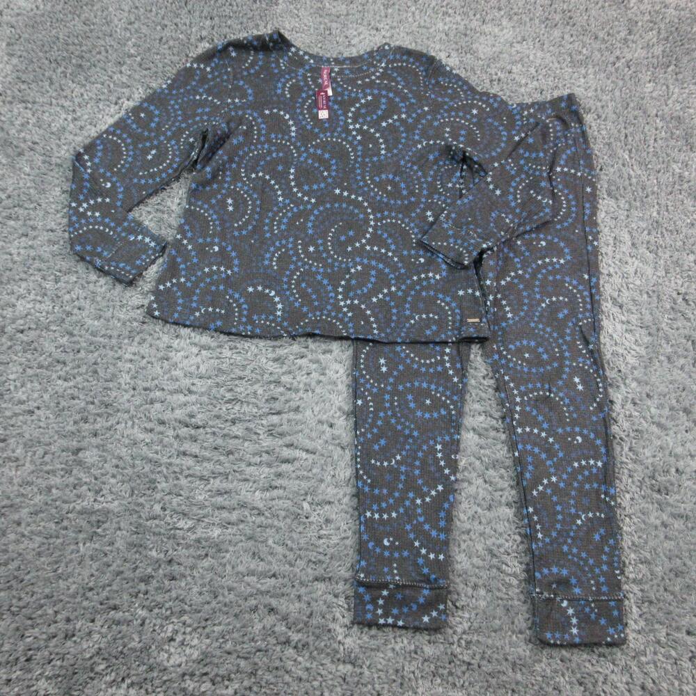 Adore Me Pajama Set Womens 1X Gray Blue Star Moon Print Top Pants Sleepwear NWT